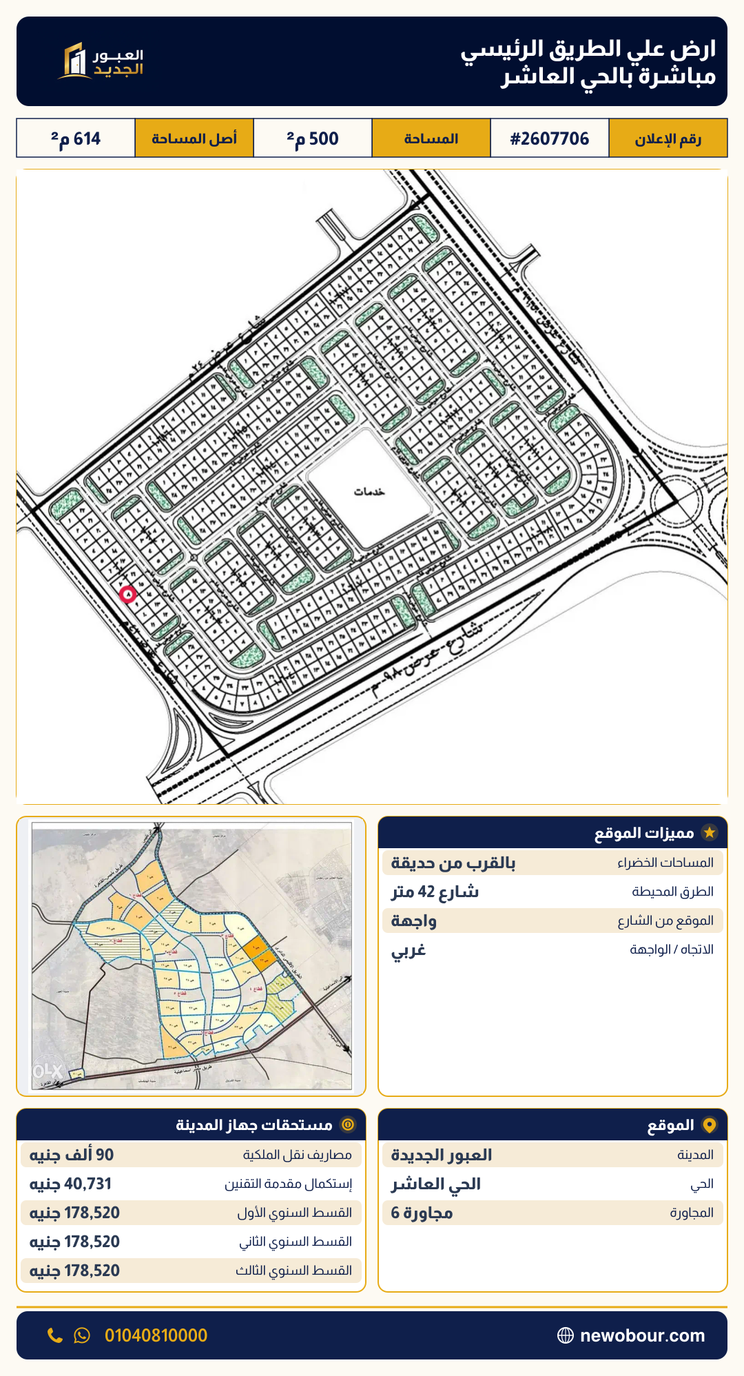 أرض - تم التخصيص عمارة سكني — مدينة العبور الجديدة، الحي العاشر، مجاورة 6 — صورة العرض — 2