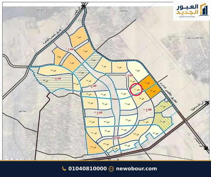 أرض - تم التخصيص عمارة سكني — مدينة العبور الجديدة، الحي العاشر، مجاورة 6 — من الحي — خريطة الموقع — 7