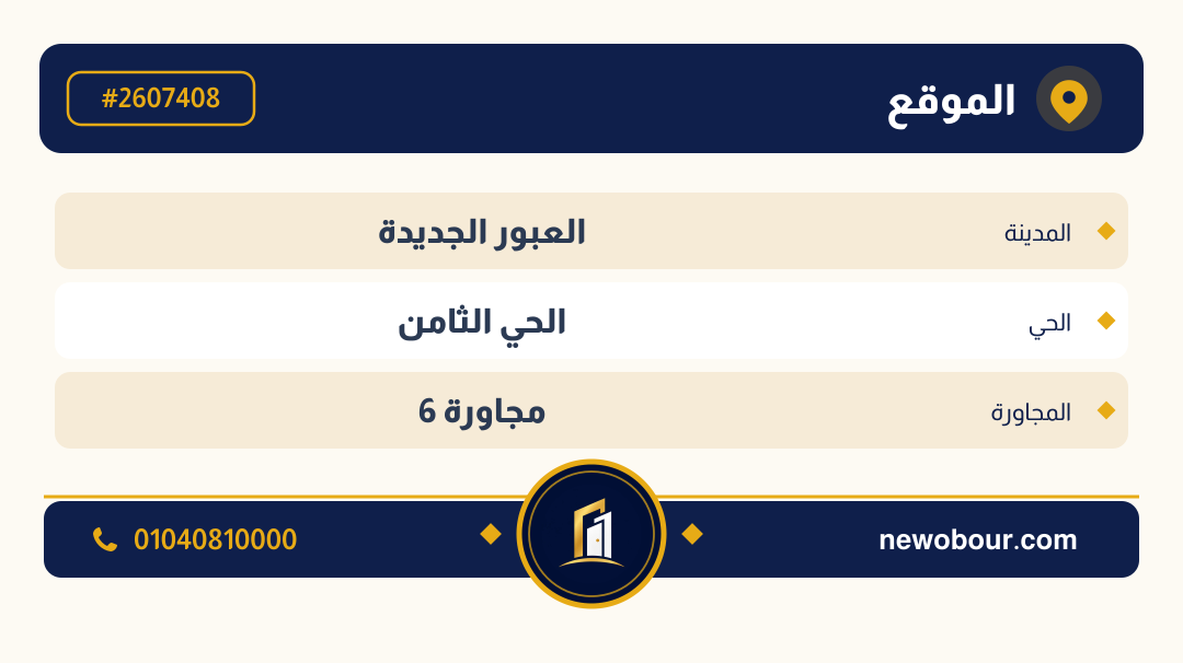أرض - تم التخصيص عمارة سكني — مدينة العبور الجديدة، الحي الثامن، مجاورة 6 — بطاقة الإعلان — 4