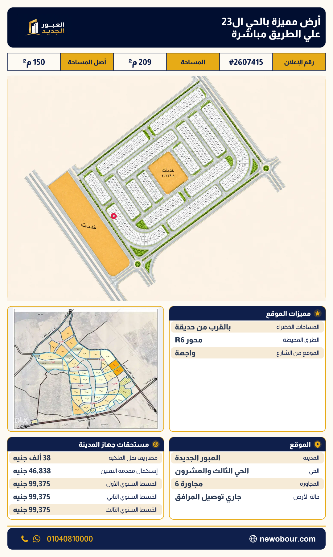 أرض - تم التخصيص عمارة سكني — مدينة العبور الجديدة، الحي الثالث والعشرون، مجاورة 6 — صورة العرض — 2