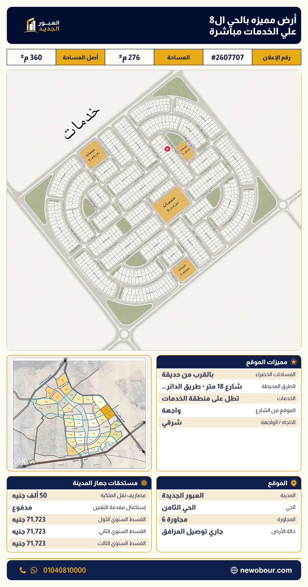 أرض - تم التخصيص عمارة سكني — مدينة العبور الجديدة، الحي الثامن، مجاورة 6 — صورة العرض — 2