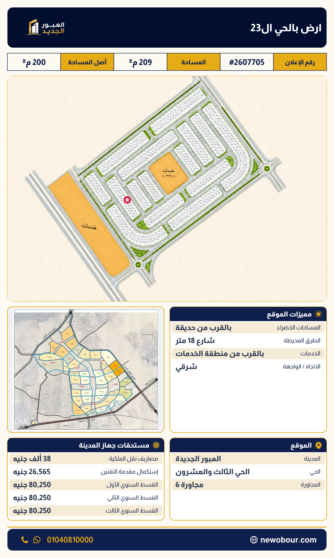 أرض - تم التخصيص عمارة سكني — مدينة العبور الجديدة، الحي الثالث والعشرون، مجاورة 6 — صورة العرض — 2