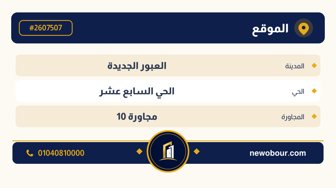 أرض - تم التخصيص عمارة سكني — مدينة العبور الجديدة، الحي السابع عشر، مجاورة 10 — بطاقة الإعلان — 4